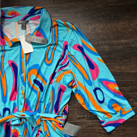 NWT Love X Design Pants Suit Romper 2X Dopamine 70s Kidcore Colorful - Picture 3 of 8